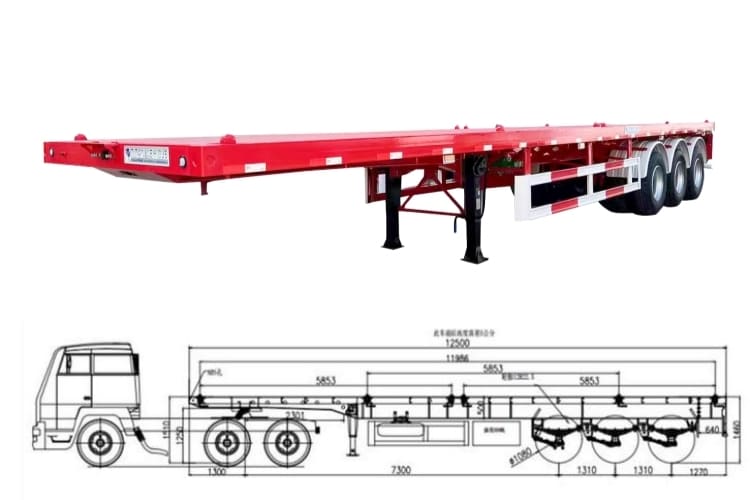 3 Axle 40 Foot Semi Trailer Flat Bed