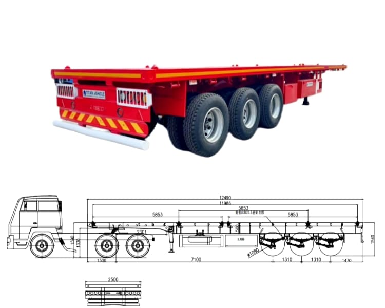 3 Axle 40Ft Flatbed Trailer