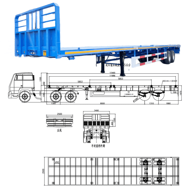 New Semi Truck Flatbed Trailer for Sale in Burundi
