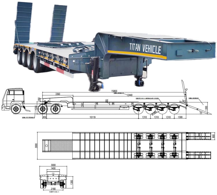 100 Ton Lowbed Semi Trailer for Sale in Burundi