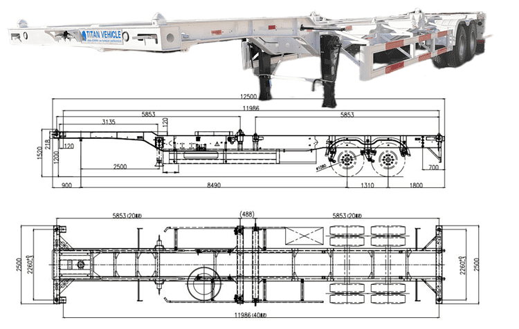 Tri Axle 40 Foot Skeletal Semi Trailer Price in Burundi